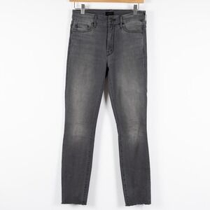 MOTHER High Waisted Looker Ankle Fray Jeans Gray Wash Size 25‎ Denim